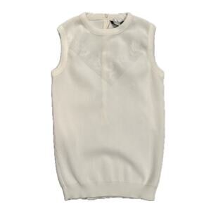 1960s DALTON White Sleeveless Blouse Top with Floral Design / XS *